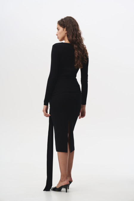 Black Tie Belt Viscose Dress Black Tie Belt Viscose Dress