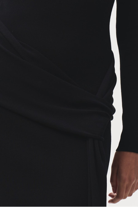 Black Tie Belt Viscose Dress Black Tie Belt Viscose Dress