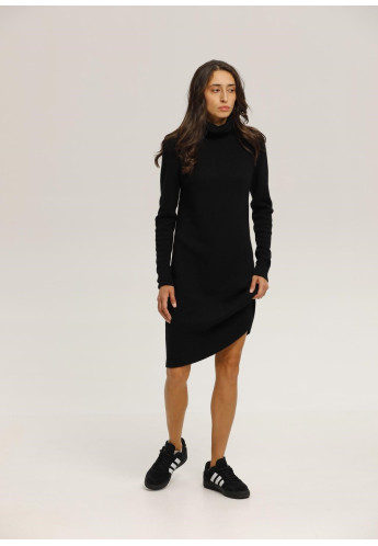 Black Lambswool Turtleneck Dress