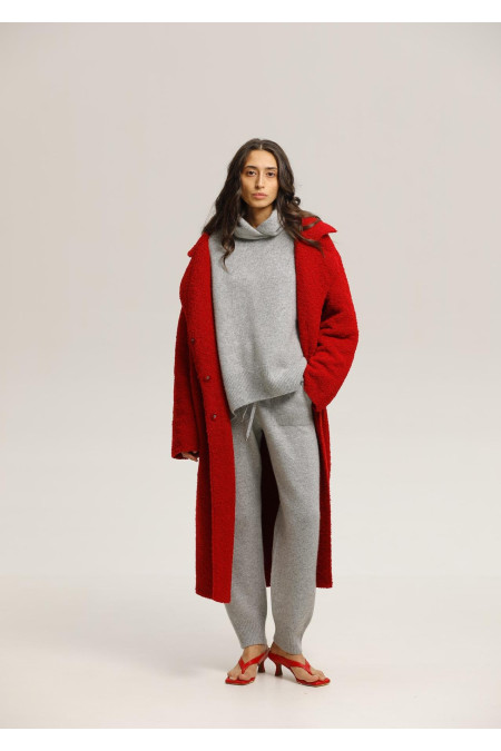 Oversized Red Knit Coat