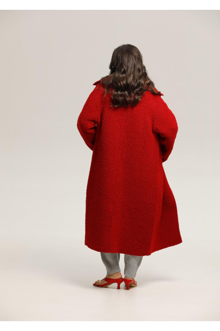 Oversized Red Knit Coat