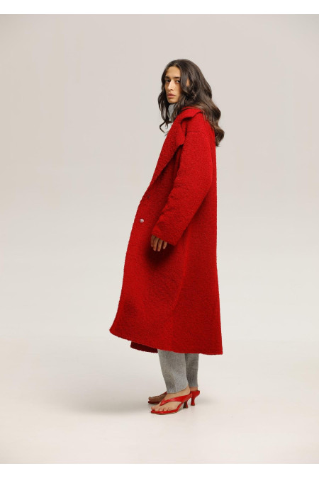 Oversized Red Knit Coat