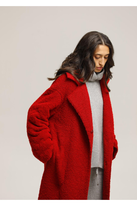 Oversized Red Knit Coat