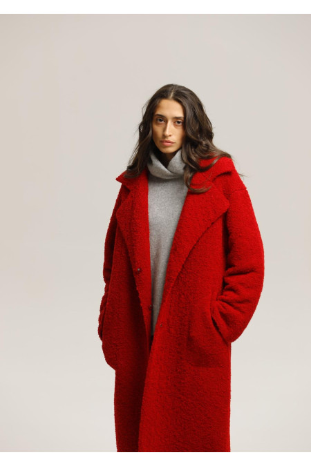Oversized Red Knit Coat