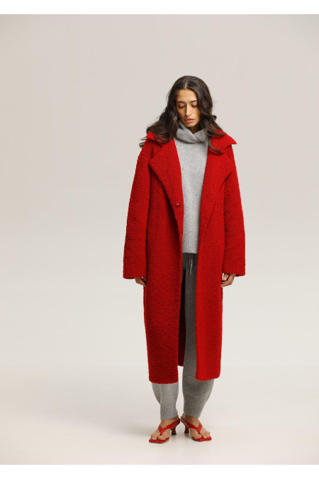 Oversized Red Knit Coat