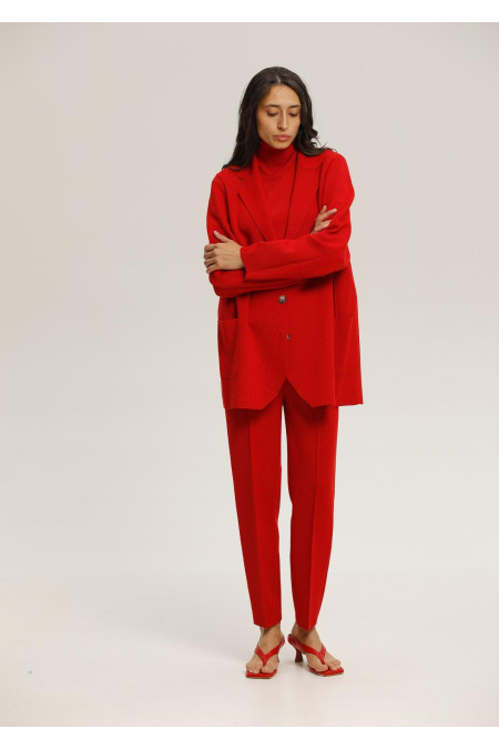 Red Wool Pants With Pockets