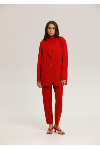 Red Wool Pants With Pockets