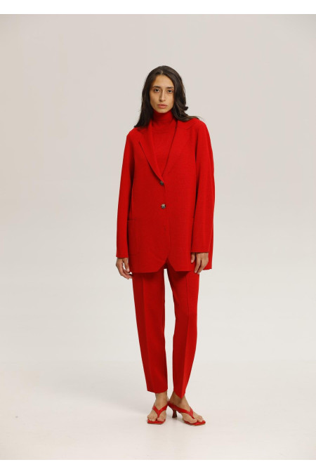 Red Wool Pants With Pockets