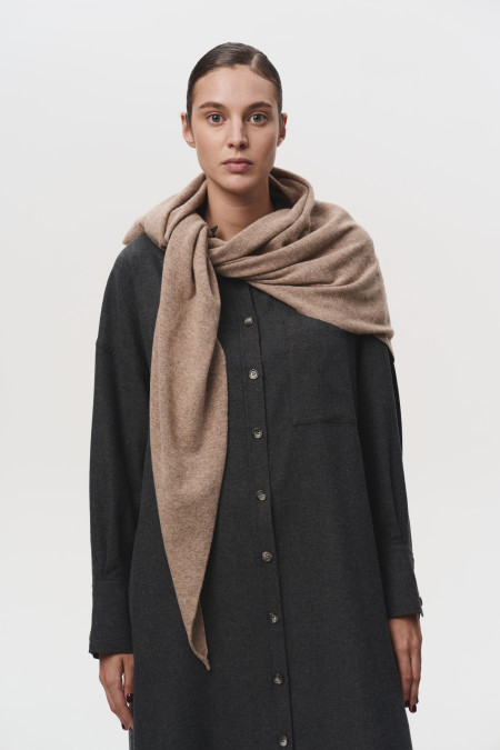 Soft Dark Beige Lambswool Shawl 