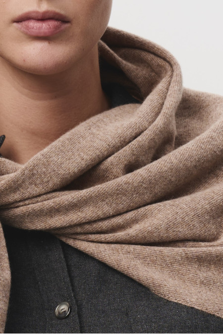 Soft Dark Beige Lambswool Shawl 