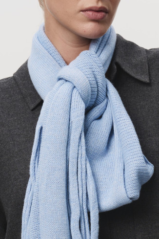 Soft Blue Fringed Scarf