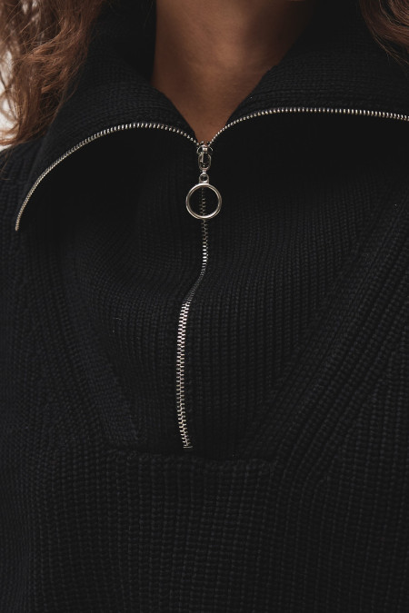 Black Knit Zipper Dickey Black Knit Zipper Dickey