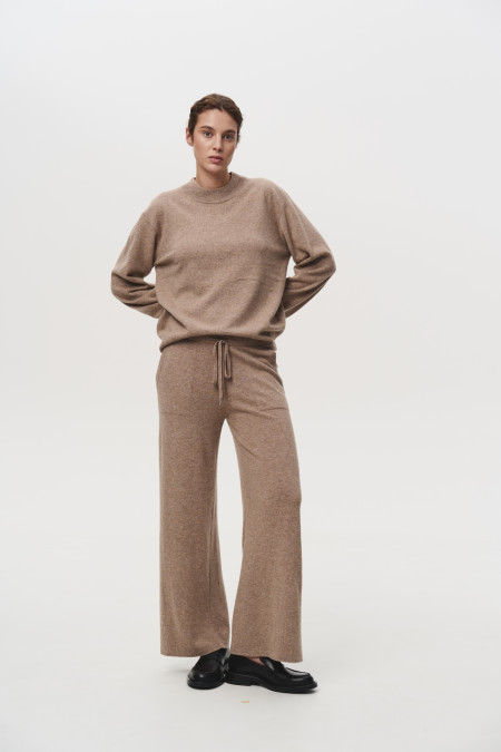 Dark Beige Relaxed Fit Lambswool Jumper 
