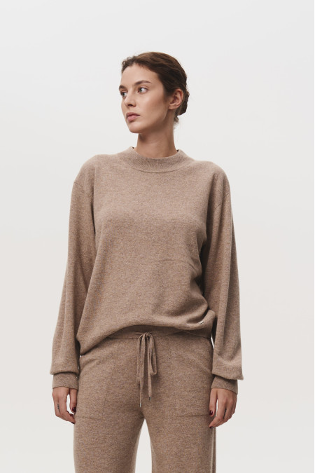 Dark Beige Relaxed Fit Lambswool Jumper 