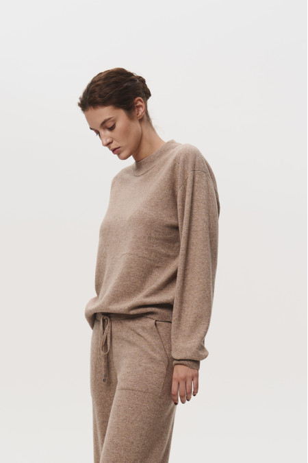 Dark Beige Relaxed Fit Lambswool Jumper 