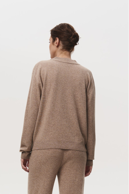 Dark Beige Relaxed Fit Lambswool Jumper 