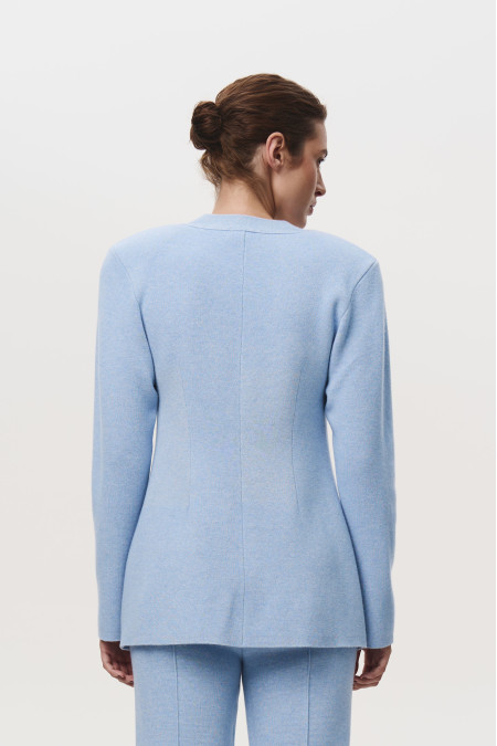Blue Fitted Shoulder Pad Jacket Blue Fitted Shoulder Pad Jacket