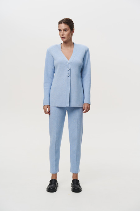 Blue Fitted Shoulder Pad Jacket Blue Fitted Shoulder Pad Jacket