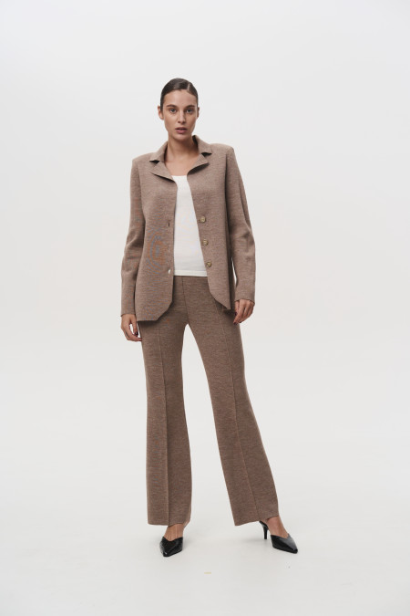 Dark Beige Fitted Merino Wool Blazer 
