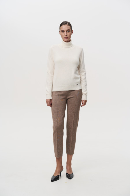 Dark Beige Merino Wool Pants