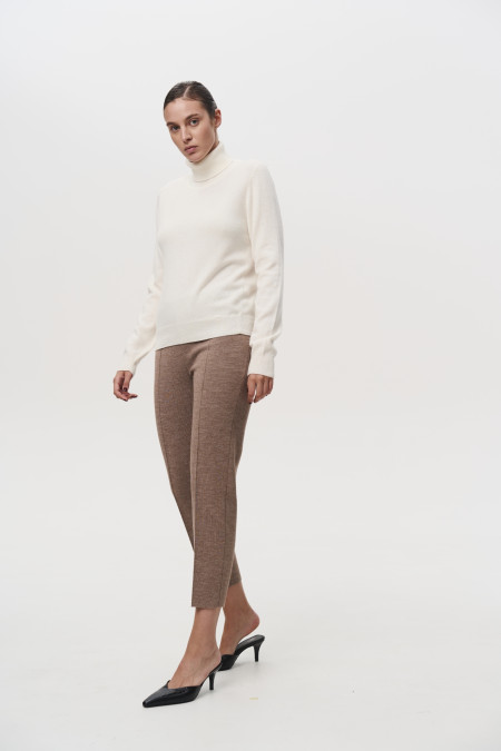 Dark Beige Merino Wool Pants