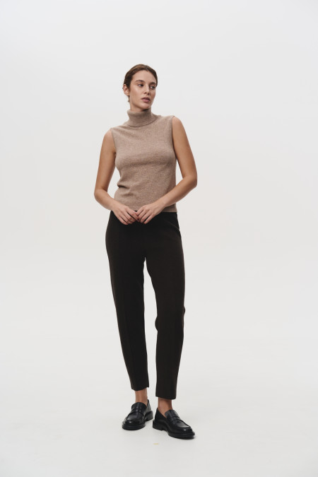 Basic Dark Beige Lambswool Turtleneck Top Basic Dark Beige Lambswool Turtleneck Top