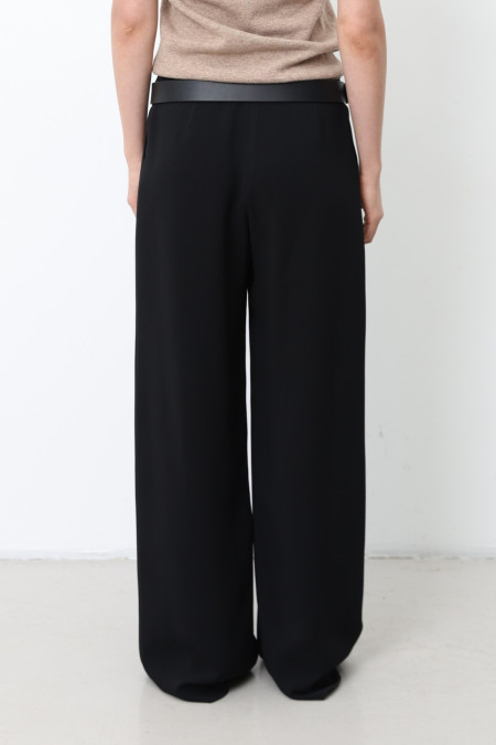 Wide Black Viscose Trousers