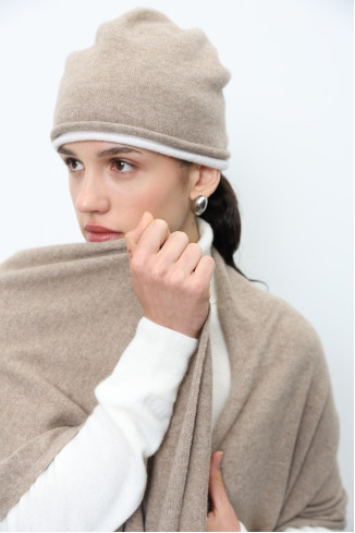 Beige 100% Cashmere Scarf