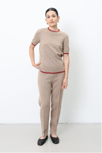 Dark Beige Lamb's Wool Pants