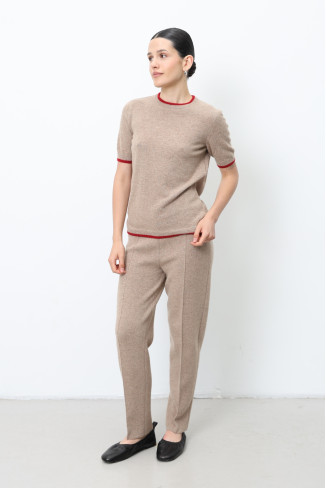 Dark Beige Lamb's Wool Pants
