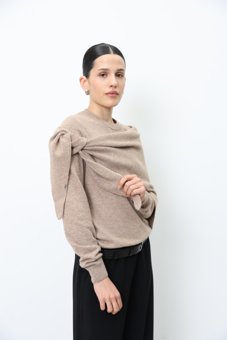 Soft Dark Beige Lambswool Shawl 