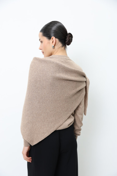 Soft Dark Beige Lambswool Shawl 