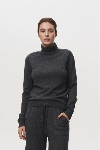 Basic Dark Grey Lambswool Turtleneck 