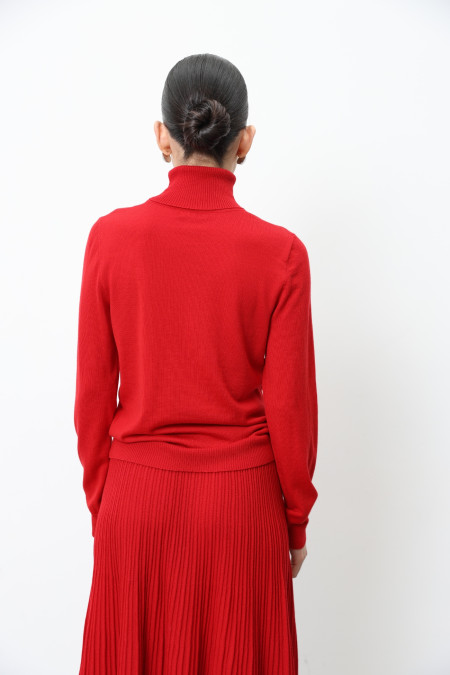 Red 100% Merino Wool Turtleneck