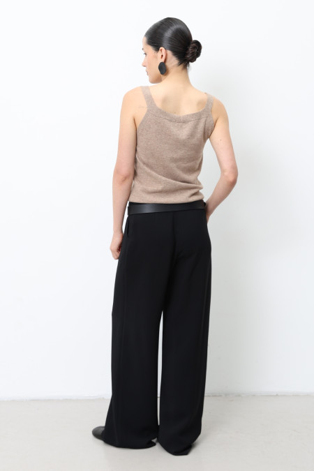Wide Black Viscose Trousers