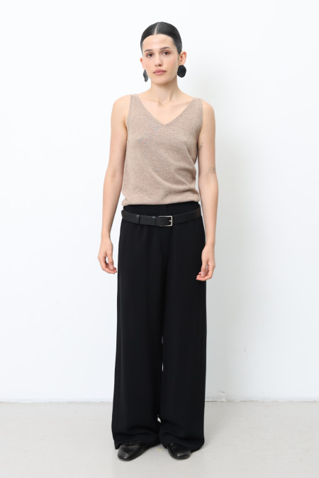 Wide Black Viscose Trousers
