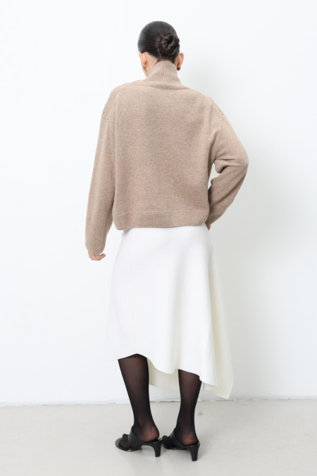 Dark Beige Lambswool Oversized Cropped Sweater Dark Beige Lambswool Oversized Cropped Sweater