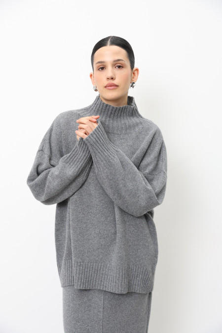 Oversized Grey Lambswool Sweater