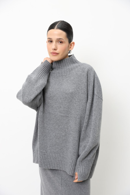 Oversized Grey Lambswool Sweater
