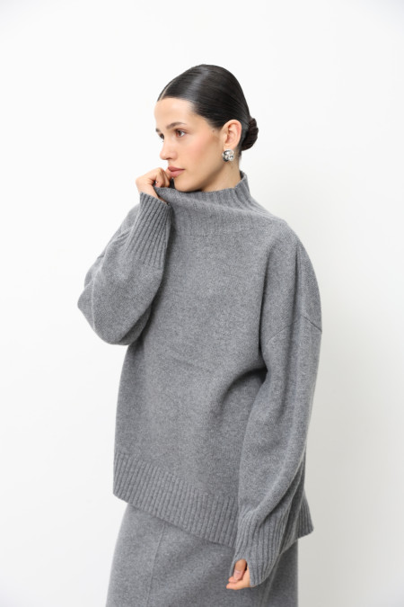 Oversized Grey Lambswool Sweater