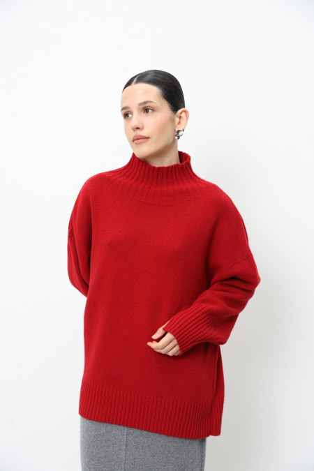 Oversized Dark Red Lambswool Sweater