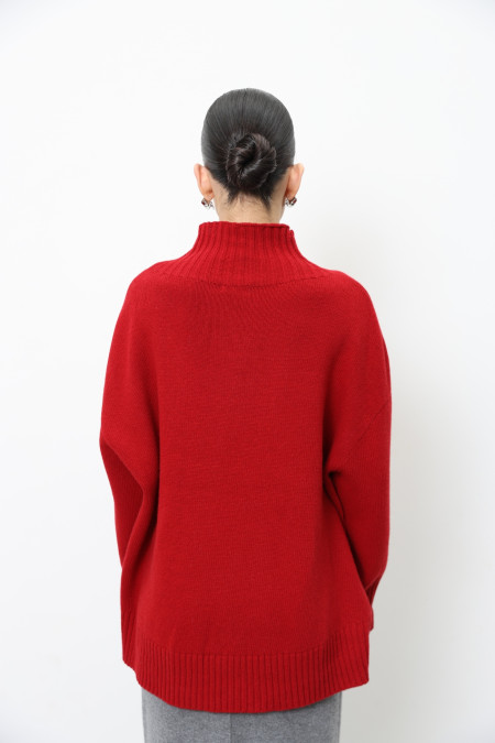 Oversized Dark Red Lambswool Sweater