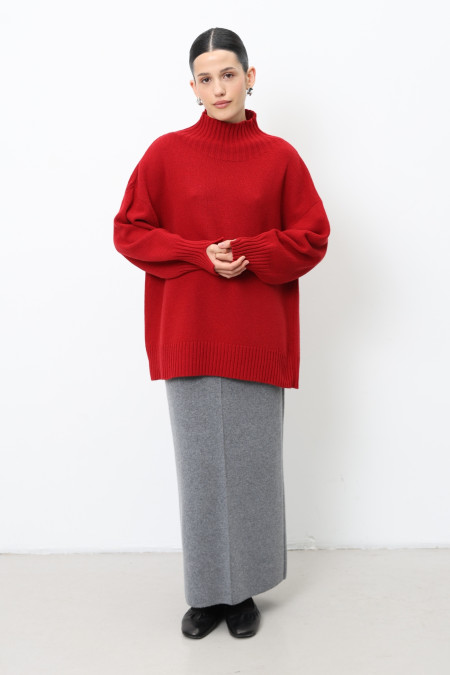 Oversized Dark Red Lambswool Sweater