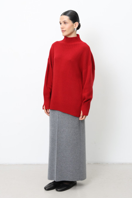 Oversized Dark Red Lambswool Sweater