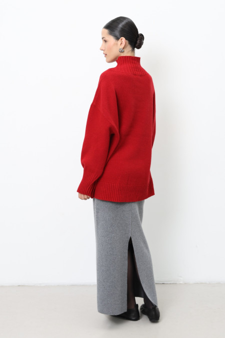 Oversized Dark Red Lambswool Sweater