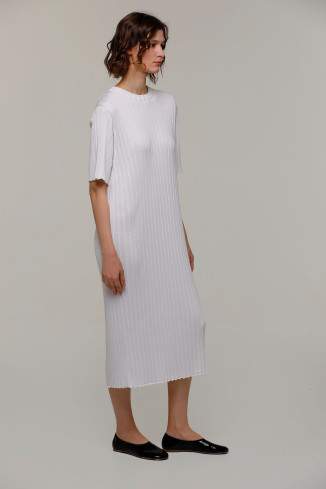 White Straight Midi Dress 