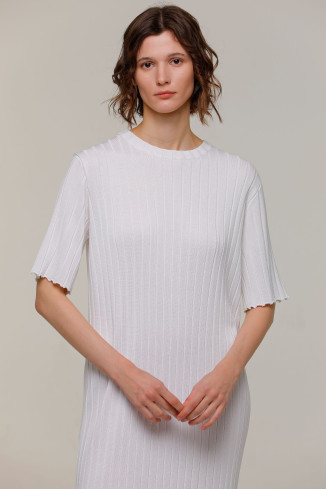 White Straight Midi Dress 