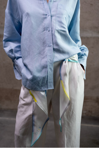 Сорочка oversize з льону блакитна