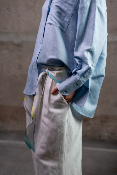 Сорочка oversize з льону блакитна Сорочка oversize з льону блакитна