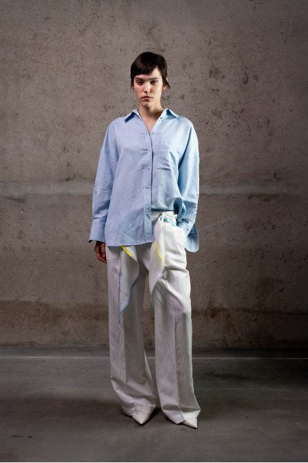 Сорочка oversize з льону блакитна Сорочка oversize з льону блакитна